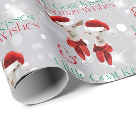 大きなクリスマスの願い小さなヤギキスシルバー ラッピングペーパー (ロールコーナー)