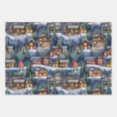 大きなクリスマスウィンターキャビンウォーターカラー ラッピングペーパーシート (正面3)