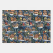 大きなクリスマスウィンターキャビンウォーターカラー ラッピングペーパーシート (正面2)