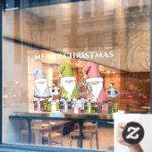 大きなクリスマスサンタ小人とオーナメント ウィンドウサイン (カフェ窓)