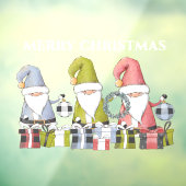 大きなクリスマスサンタ小人とオーナメント ウィンドウサイン (シート3)