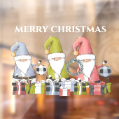 大きなクリスマスサンタ小人とオーナメント ウィンドウサイン (シート2)