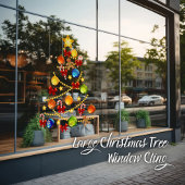 大きなクリスマスツリーの窓が貼り付く ウィンドウサイン