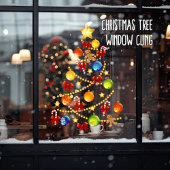 大きなクリスマスツリーの窓が貼り付く ウィンドウサイン
