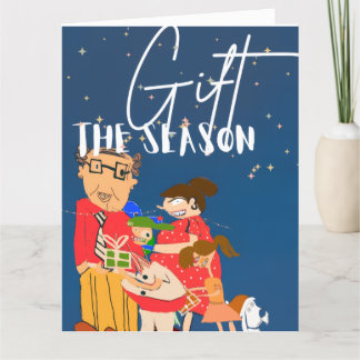 大きなクリスマスフォルダーカードファミリー サンキューカード