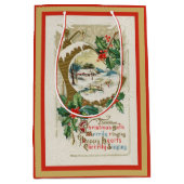 大きなクリスマスベルと冬のホーム ミディアムペーパーバッグ (正面)