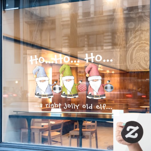 大きなクリスマス小人/格言とオーナメント ウィンドウサイン (カフェ窓)