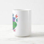 大きなグラフィティネオンのアートワークを残す コーヒーマグカップ (中央)