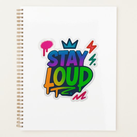 大きなグラフィティネオンのアートワークを残す プランナー手帳 (正面)