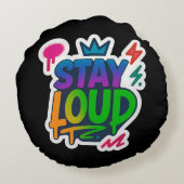 大きなグラフィティネオンのアートワークを残す ラウンドクッション (裏面)