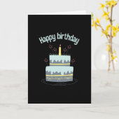 大きなケーキを持つハッピーバースデー カード (黄色い花)