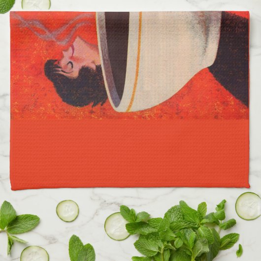 大きなコーヒーを飲むプリント キッチンタオル (折り畳み)