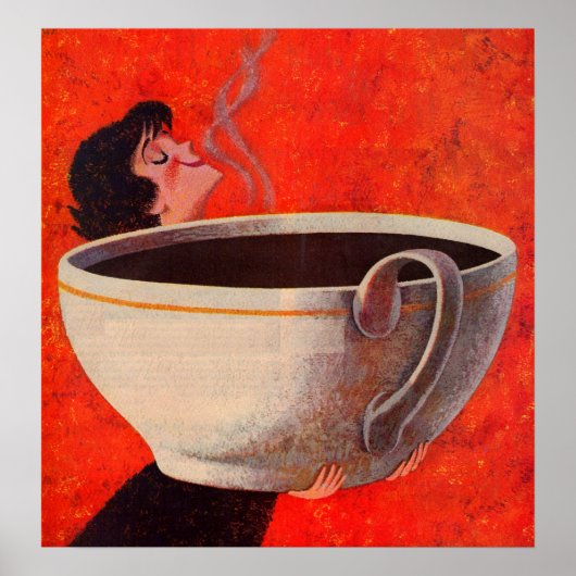 大きなコーヒーを飲むプリント ポスター (正面)