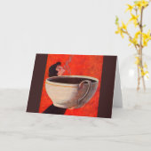 大きなコーヒーを飲む人 カード (黄色い花)