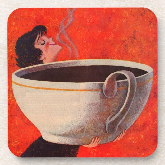 大きなコーヒーを飲む人 コースター (正面)