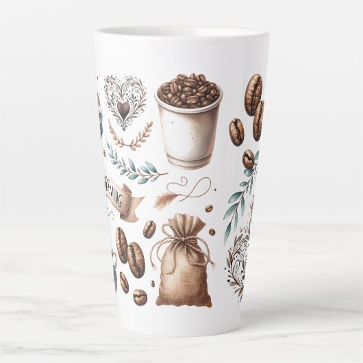 大きなコーヒーカップの愛が醸造されている カフェラテマグ (正面)