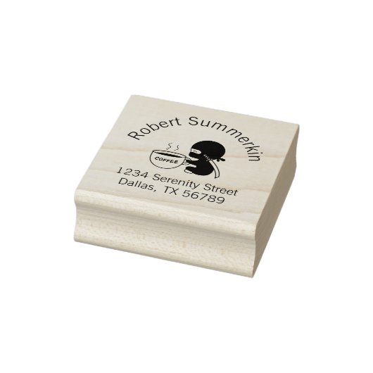 大きなコーヒーマグのアドレスを持つ小さな忍者 ラバースタンプ (スタンプ)