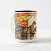 大きなコーヒーマグのステンドグラスのチーズ ツートーンマグカップ (正面左)