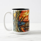 大きなコーヒーマグのステンドグラスのチーズ ツートーンマグカップ (左)