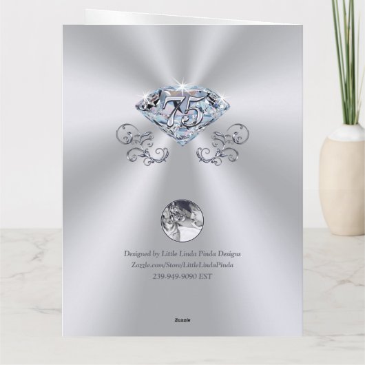 大きなゴージャスな妻、母、姉妹75番目の誕生日カード カード (裏面)