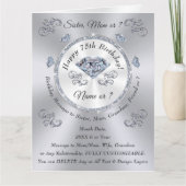 大きなゴージャスな妻、母、姉妹75番目の誕生日カード カード (正面)