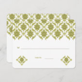 大きなサイズのオリーブのダマスクウェディングテーブル座席表 招待状 (正面/裏面)