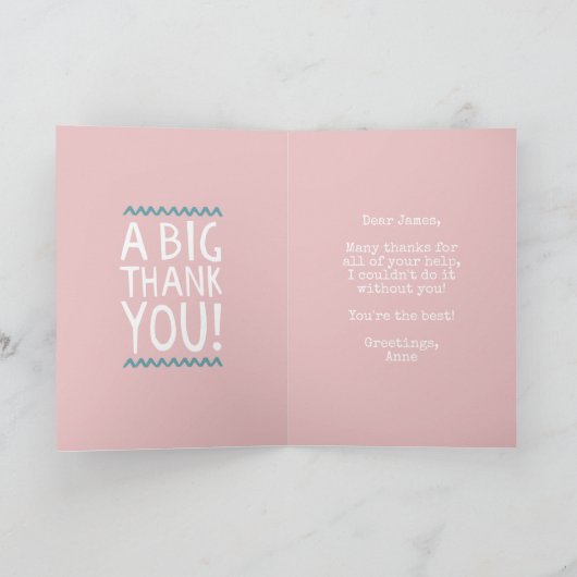 大きなサンキューカードトレンディーの印刷パステル カード (内部)