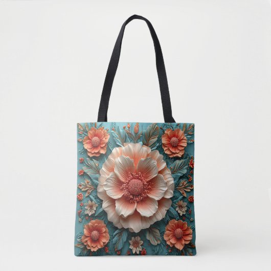 大きなサンゴ色の花 トートバッグ (正面)