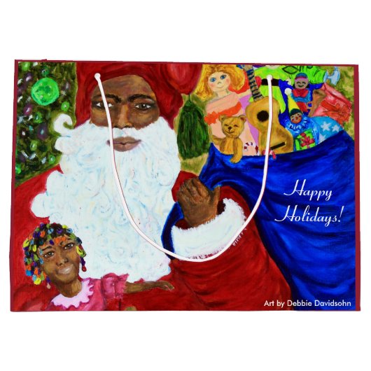 大きなサンタクロース抱き枕 – クリスマスホリデー ラージペーパーバッグ (裏面)