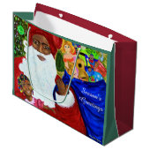 大きなサンタクロース抱き枕 – クリスマスホリデー ラージペーパーバッグ (正面アングル)