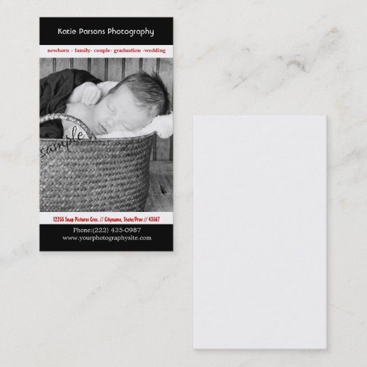 大きなサンプル写真を撮る写真家 名刺 (正面/裏面)