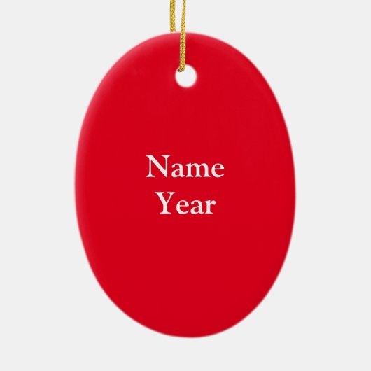 大きなシリンジのクリスマス装飾を持つ男性の医師 セラミックオーナメント (裏面)