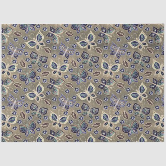 大きなシームレスな蝶パターンの切り離し 薄葉紙 (正面)