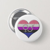 大きなジェンダー流体プライドフラグ色ハート 缶バッジ (正面&裏面)