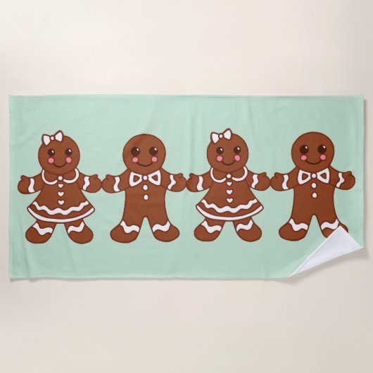 大きなジンジャーブレッドタオルの贈り物 ビーチタオル (正面)