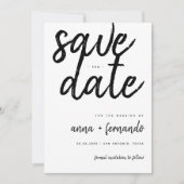 大きなスクリプト黒と白の結婚式の日付を保存 招待状 (正面)