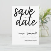 大きなスクリプト黒と白の結婚式の日付を保存 招待状 (スタンド正面)
