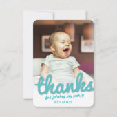 大きなスケッチありがとうボールドスクリプト子供の誕生日の写真 サンキューカード (正面)