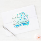 大きなステッカー付き気にの壊れやすい柄 ラウンドシール (封筒)