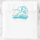 大きなステッカー付き気にの壊れやすい柄 ラウンドシール (バッグ)