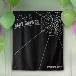 大きなスパイダーウェブハロウィーンベビーシャワー背景 タペストリー
