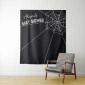 大きなスパイダーウェブハロウィーンベビーシャワー背景 タペストリー (インサイチュ)
