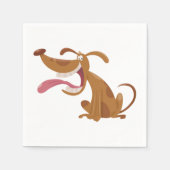 大きなスマイルと舌を出す漫画の犬 スタンダードカクテルナプキン (正面)