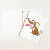 大きなスマイルと舌を出す漫画の犬 プランナー手帳 (ディスプレー)