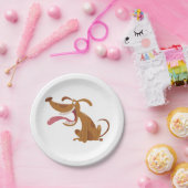 大きなスマイルと舌を出す漫画の犬 ペーパープレート (パーティー)