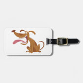 大きなスマイルと舌を出す漫画の犬 ラゲッジタグ (正面横)