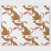 大きなスマイルと舌を出す漫画の犬 ラッピングペーパー (フラット)