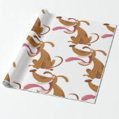 大きなスマイルと舌を出す漫画の犬 ラッピングペーパー (アンロールド)