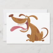 大きなスマイルと舌を出す漫画の犬 招待状 (正面)