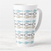 大きなスモールラテマグ - スカンジナビアの魚 カフェラテマグ (右アングル)